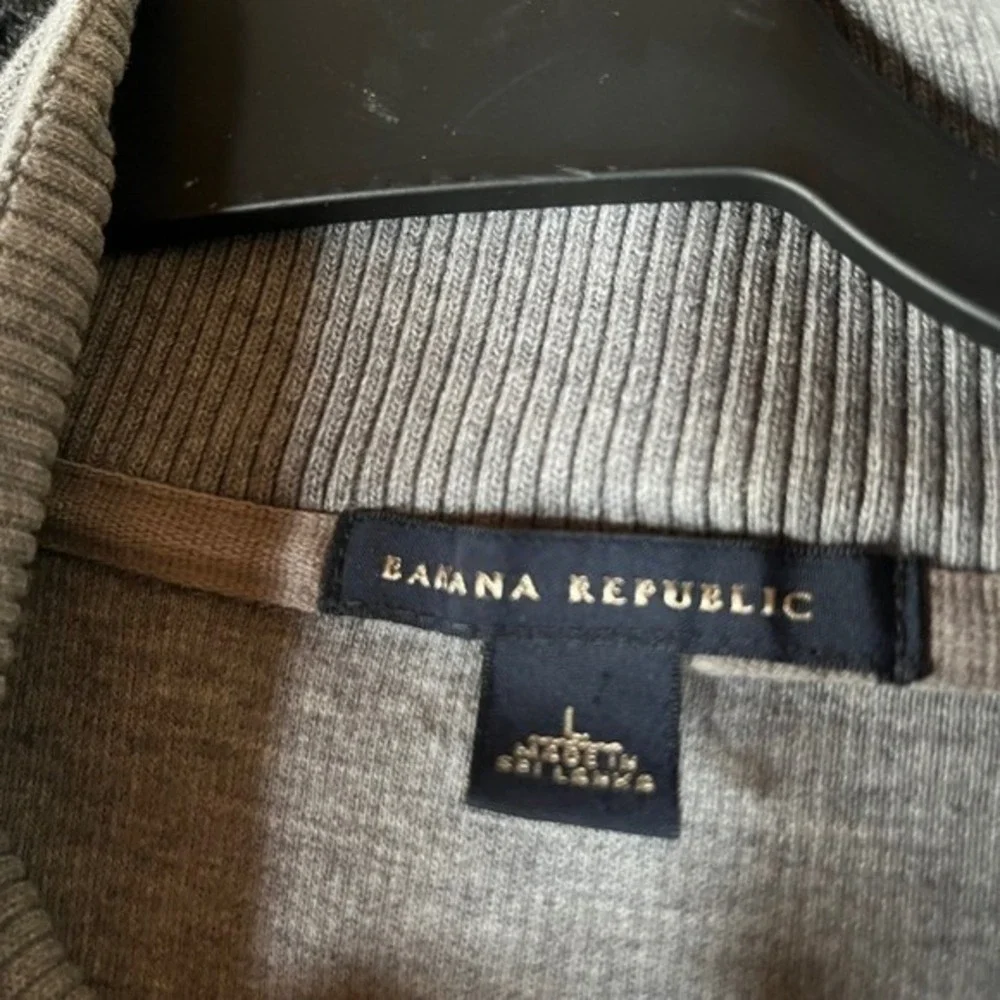 Banana Republic‎ Mens Gray Quarter Zip Pullover Sweater Size L 100% Cotton
